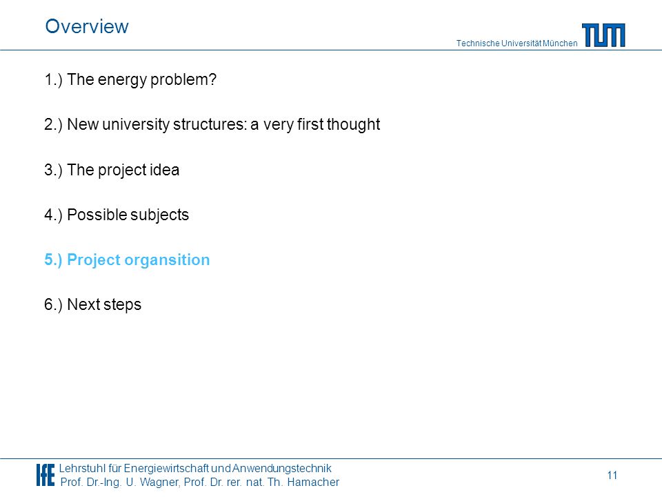 Overview 1.) The energy problem