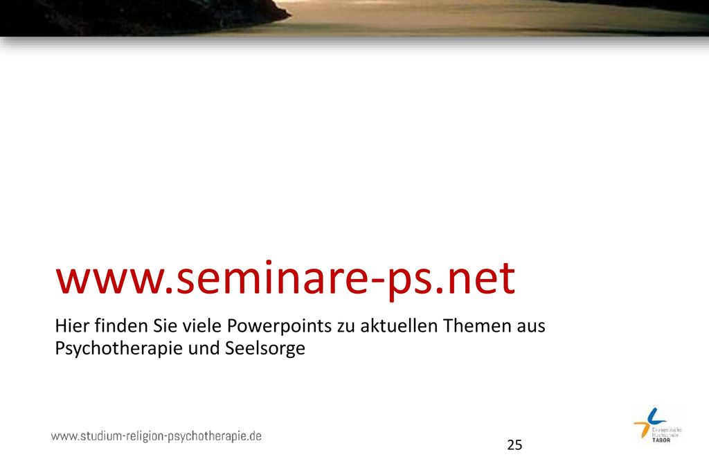 Hier finden Sie viele Powerpoints zu aktuellen Themen aus Psychotherapie und Seelsorge.