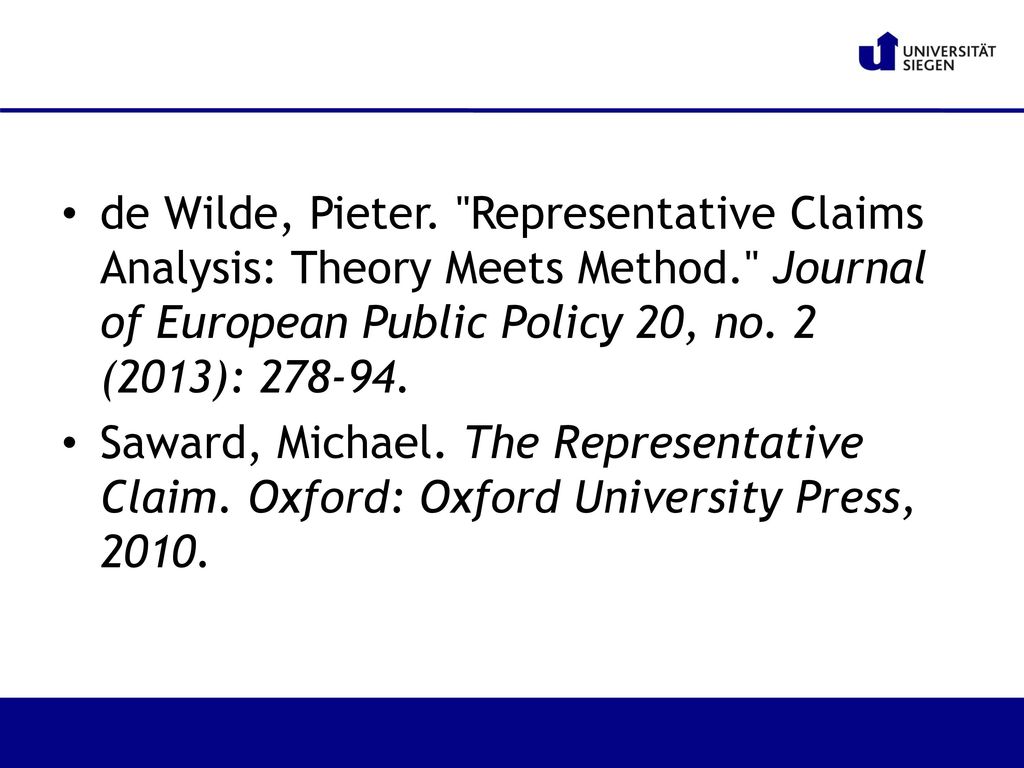 de Wilde, Pieter. Representative Claims Analysis: Theory Meets Method