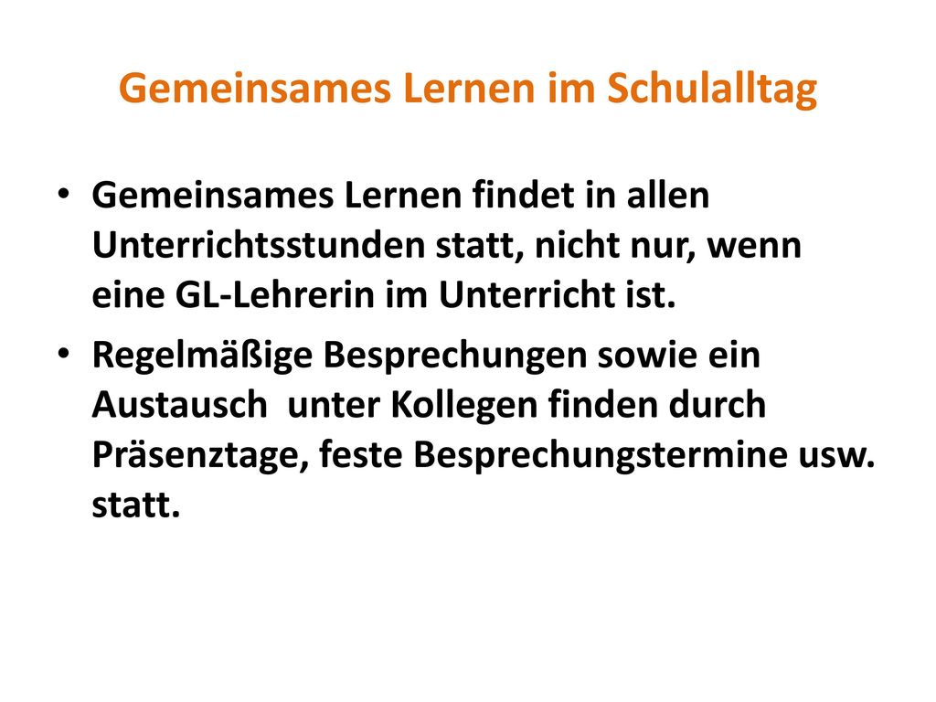 Gemeinsames Lernen im Schulalltag