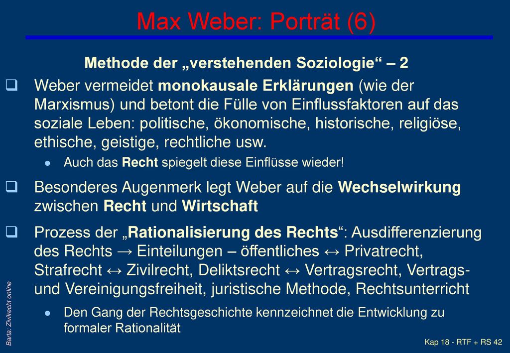 Max Weber: Porträt (6) Methode der „verstehenden Soziologie – 2