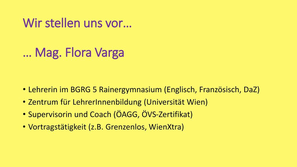 Wir stellen uns vor… … Mag. Flora Varga