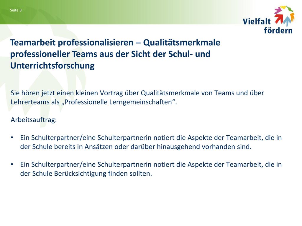 Teamarbeit professionalisieren – Qualitätsmerkmale professioneller Teams aus der Sicht der Schul- und Unterrichtsforschung