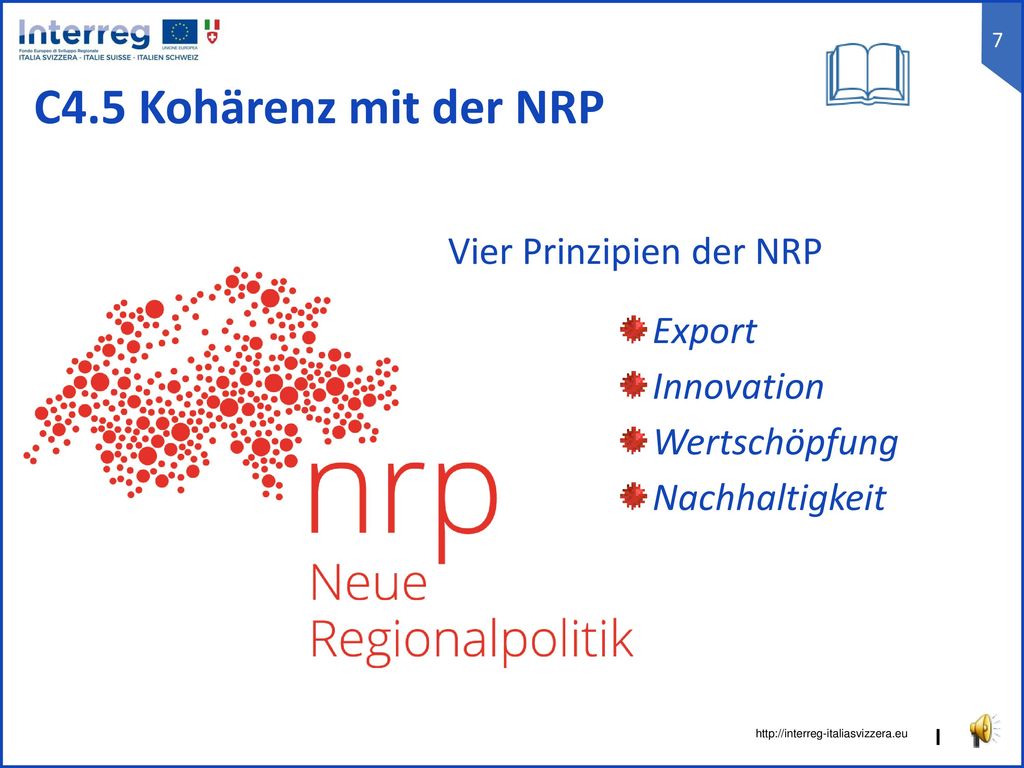 C4.5 Kohärenz mit der NRP Vier Prinzipien der NRP Export Innovation