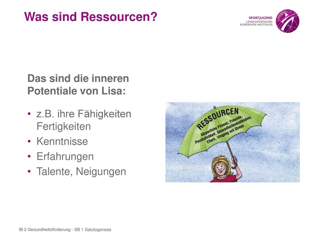 Was sind Ressourcen Das sind die inneren Potentiale von Lisa:
