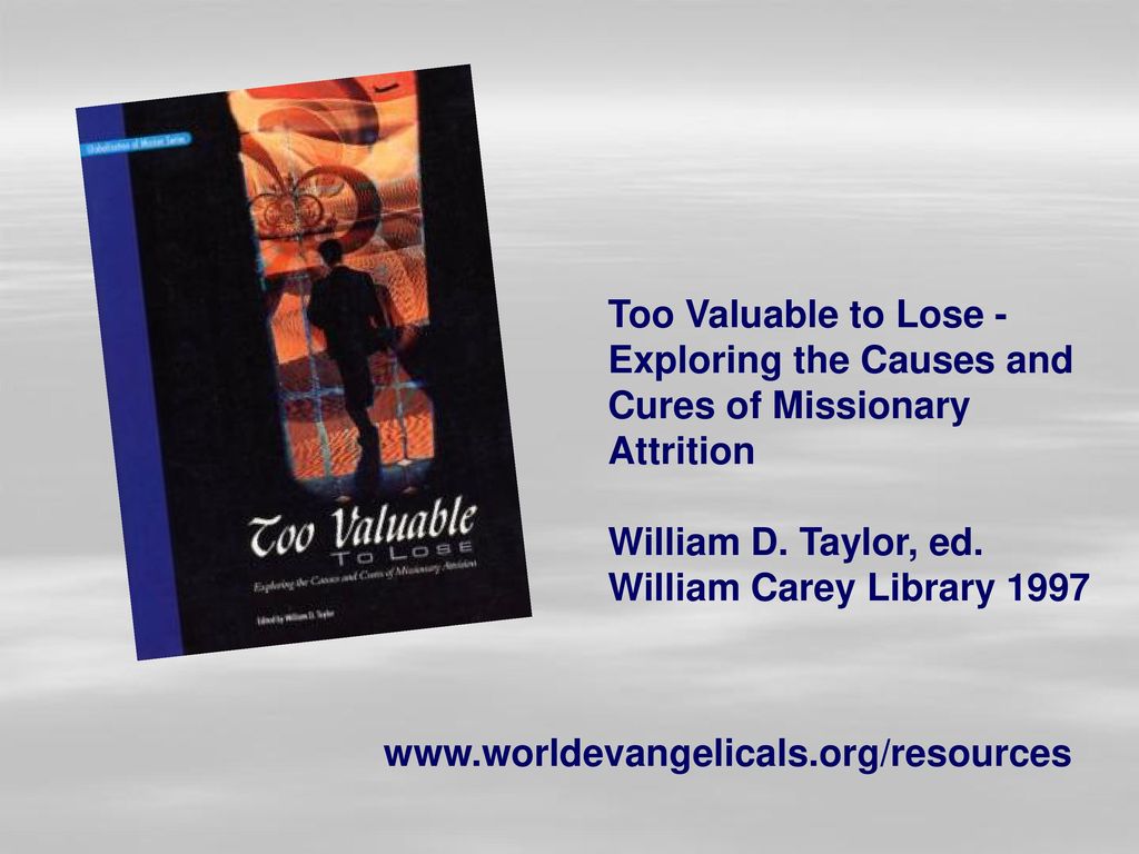 Too Valuable to Lose - Exploring the Causes and Cures of Missionary Attrition. William D. Taylor, ed.