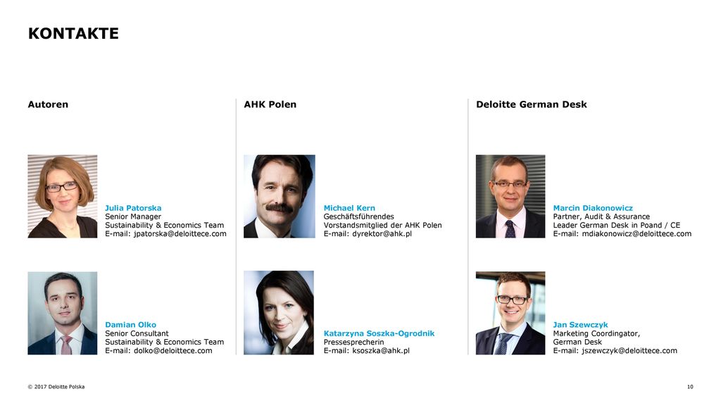 KONTAKTE Autoren AHK Polen Deloitte German Desk Julia Patorska