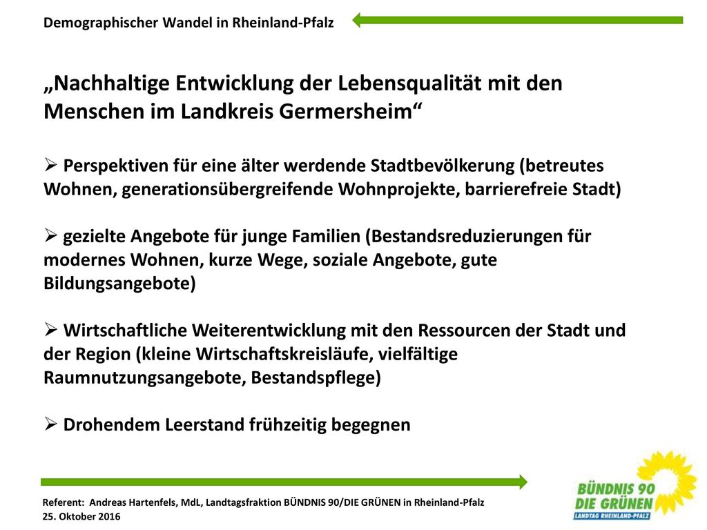 „Nachhaltige Entwicklung der Lebensqualität mit den Menschen im Landkreis Germersheim
