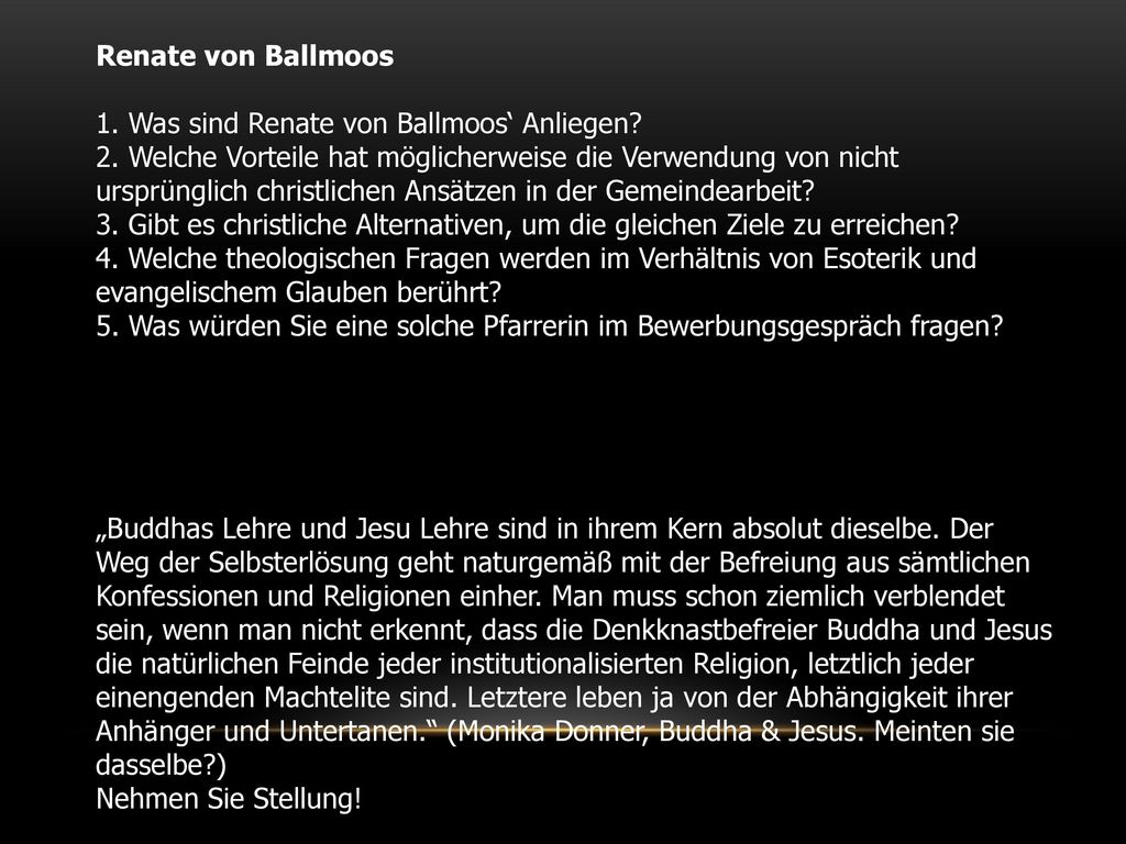 Renate von Ballmoos 1. Was sind Renate von Ballmoos‘ Anliegen