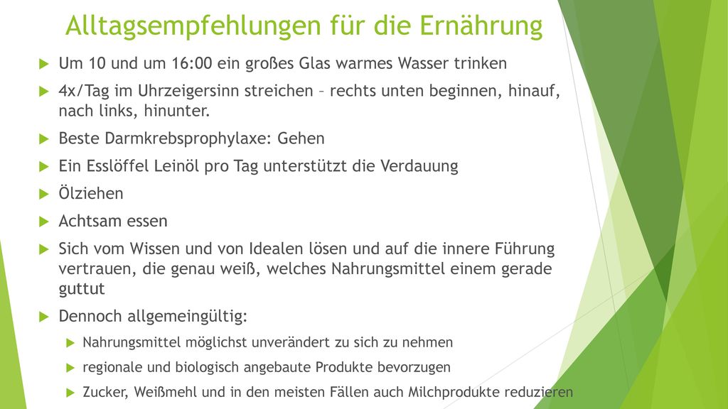 Alltagsempfehlungen für die Ernährung