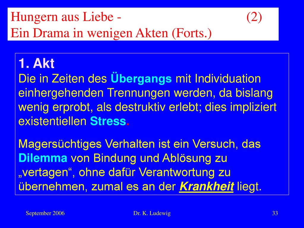 Hungern aus Liebe - (2) Ein Drama in wenigen Akten (Forts.)