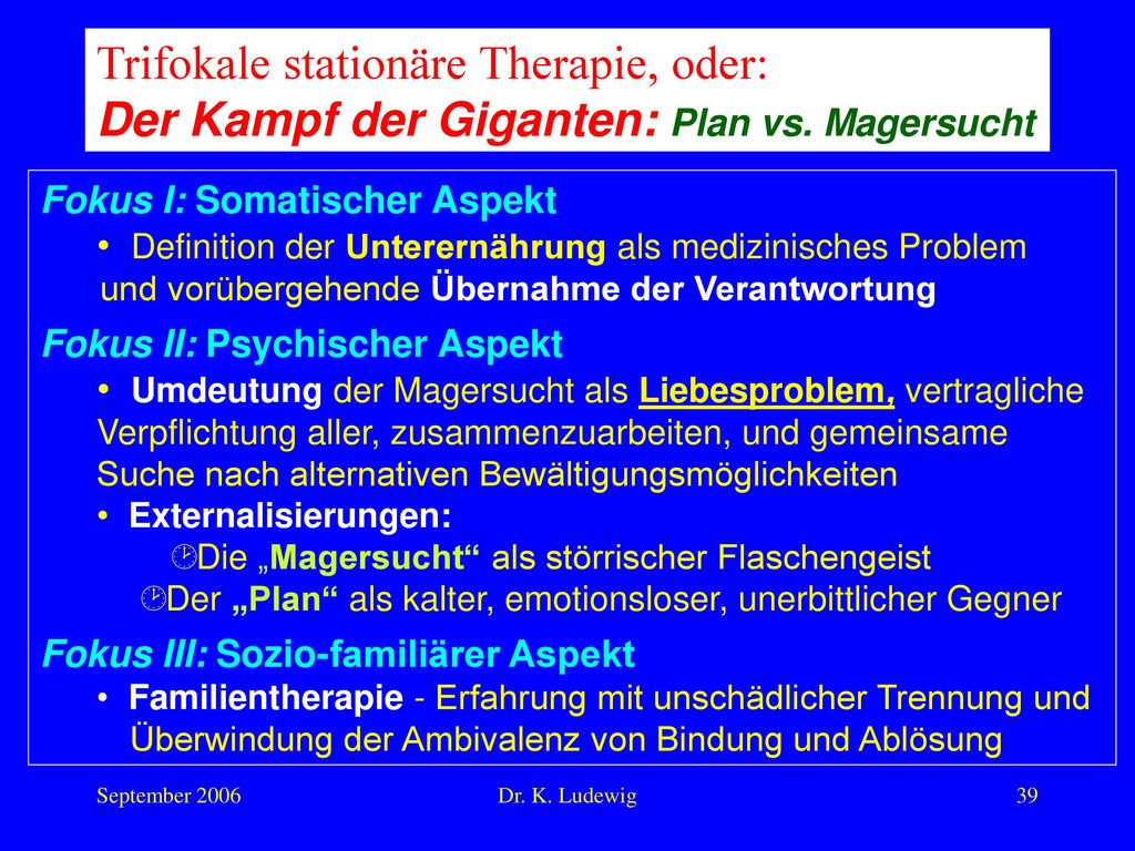 Trifokale stationäre Therapie, oder: Der Kampf der Giganten: Plan vs