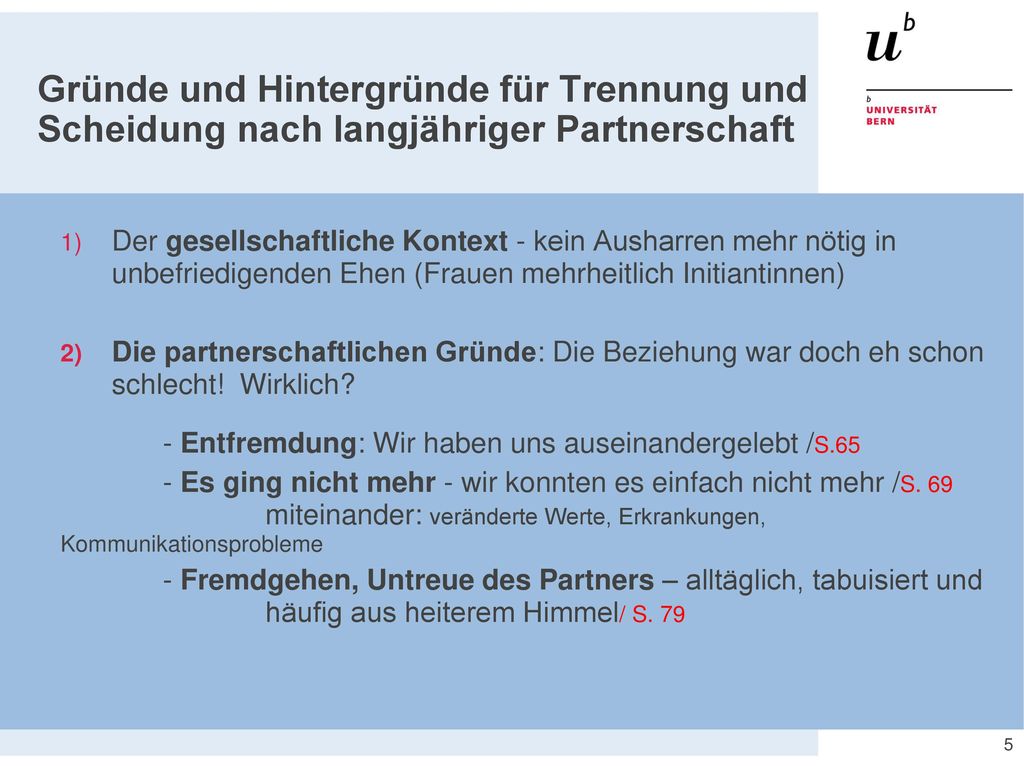 Gründe und Hintergründe für Trennung und Scheidung nach langjähriger Partnerschaft
