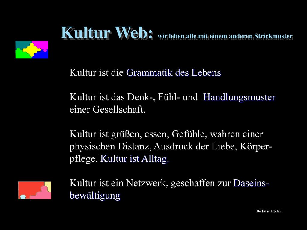 Kultur Web: wir leben alle mit einem anderen Strickmuster