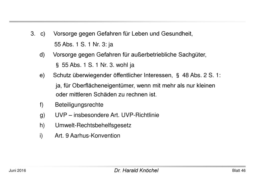 3. c) Vorsorge gegen Gefahren für Leben und Gesundheit,