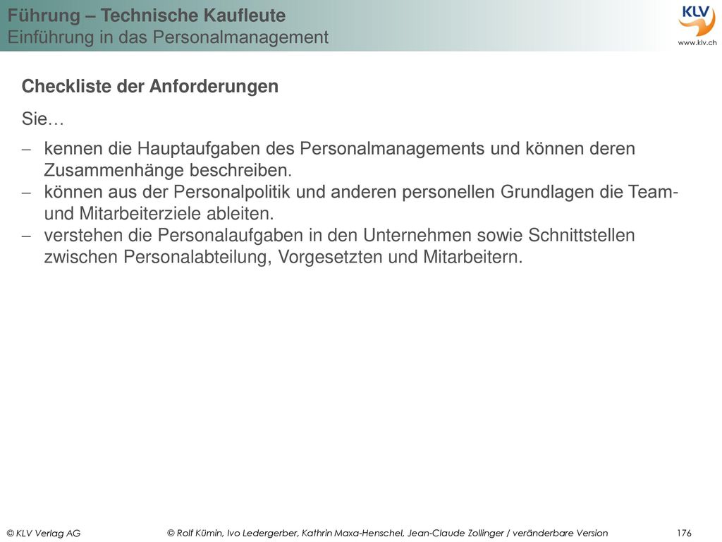 Checkliste der Anforderungen
