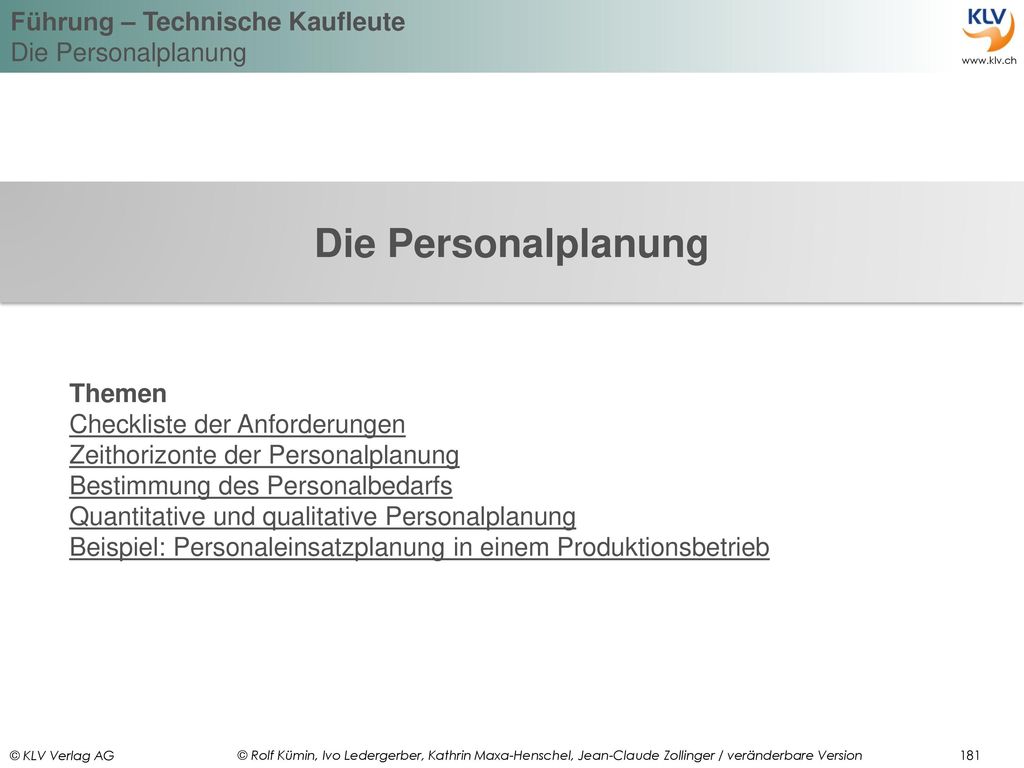 Die Personalplanung Themen Checkliste der Anforderungen