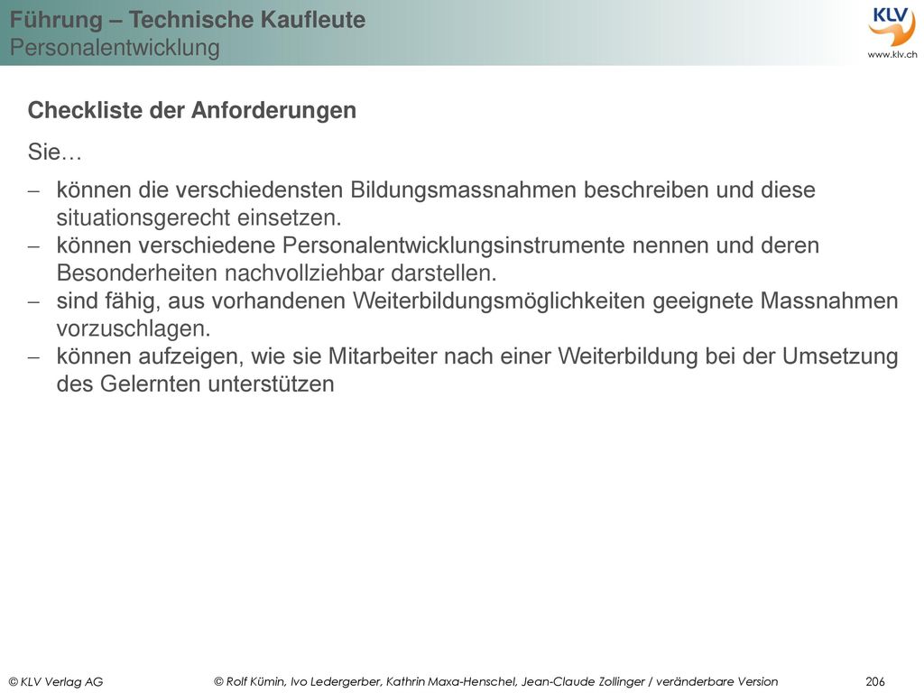 Checkliste der Anforderungen