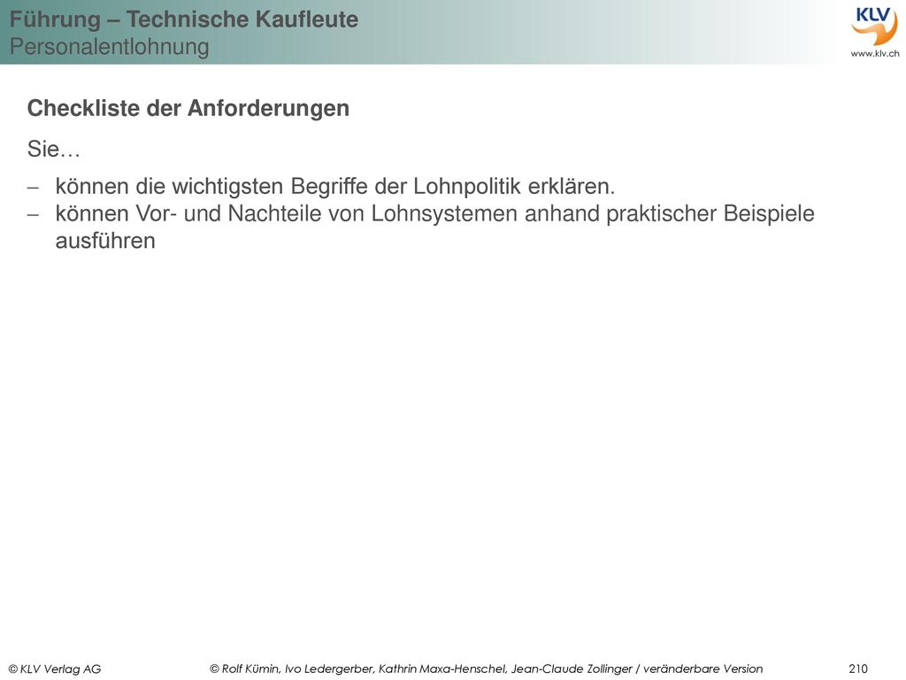 Checkliste der Anforderungen