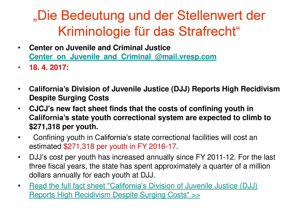 „Die Bedeutung und der Stellenwert der Kriminologie für das Strafrecht