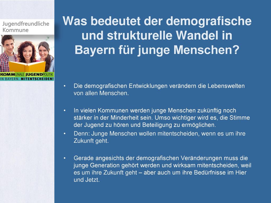 Was bedeutet der demografische und strukturelle Wandel in Bayern für junge Menschen