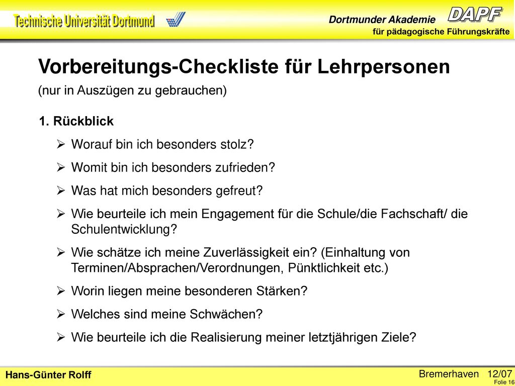 Vorbereitungs-Checkliste für Lehrpersonen (nur in Auszügen zu gebrauchen)