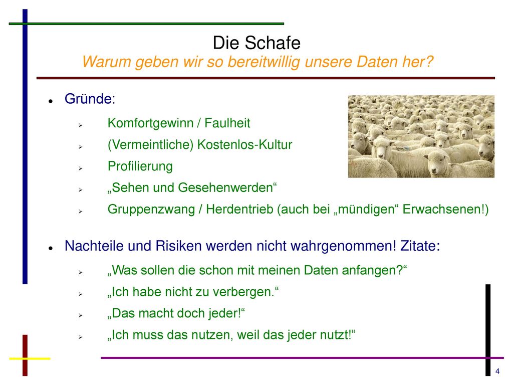 Die Schafe Warum geben wir so bereitwillig unsere Daten her