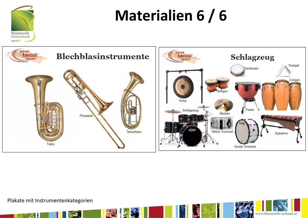 Materialien 6 / 6 Plakate mit Instrumentenkategorien