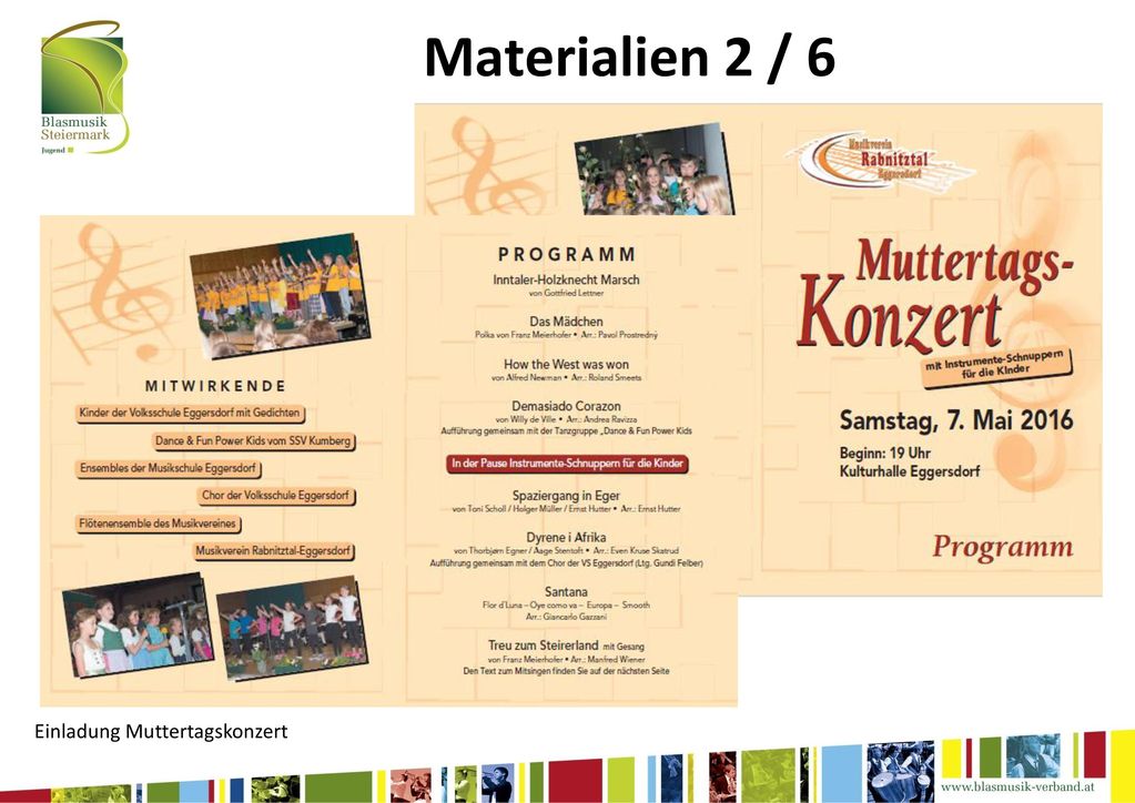 Materialien 2 / 6 Einladung Muttertagskonzert