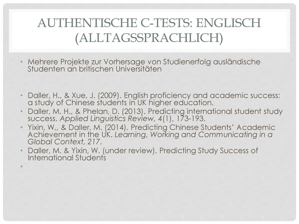 Authentische C-tests: Englisch (alltagssprachlich)
