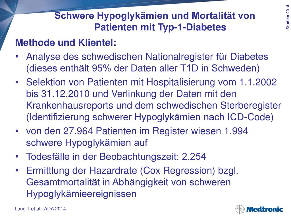 Schwere Hypoglykämien und Mortalität von Patienten mit Typ-1-Diabetes