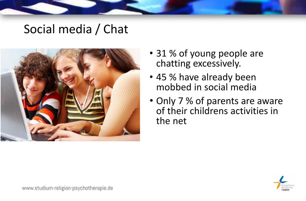 Social media / Chat 31 % of young people are chatting excessively.