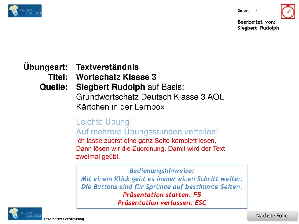 Siegbert Rudolph auf Basis: Grundwortschatz Deutsch Klasse 3 AOL