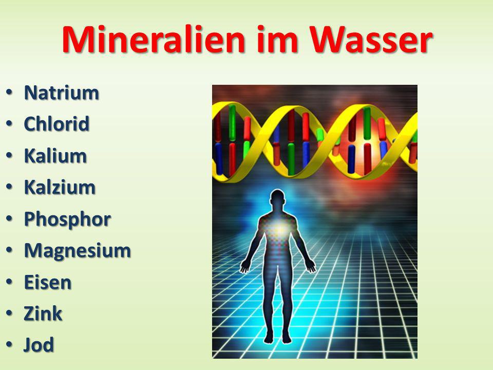 Mineralien im Wasser Natrium Chlorid Kalium Kalzium Phosphor Magnesium