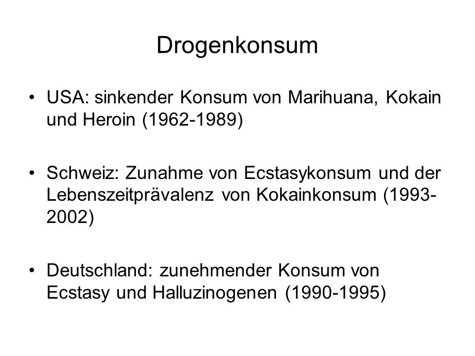 Drogenkonsum USA: sinkender Konsum von Marihuana, Kokain und Heroin ( )