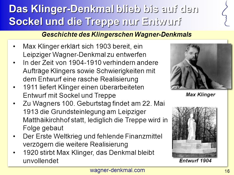 Das Klinger-Denkmal blieb bis auf den Sockel und die Treppe nur Entwurf