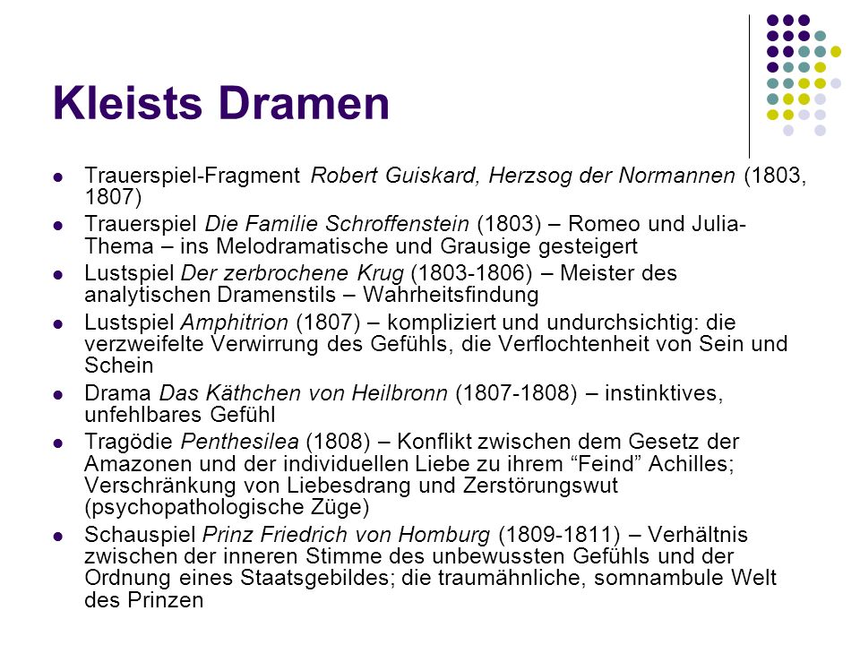 Kleists Dramen Trauerspiel-Fragment Robert Guiskard, Herzsog der Normannen (1803, 1807)