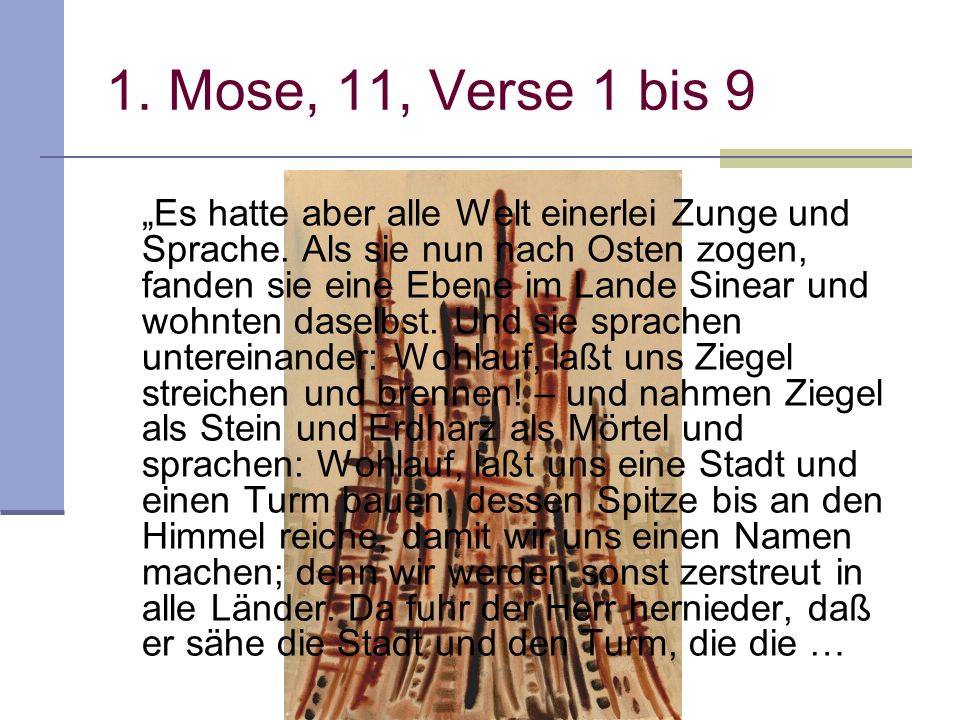 1. Mose, 11, Verse 1 bis 9