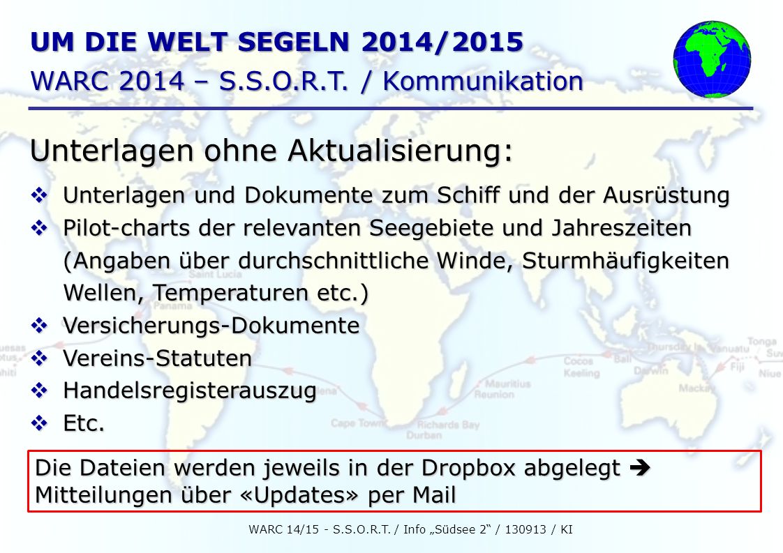 WARC 14/15 - S.S.O.R.T. / Info „Südsee 2 / / KI