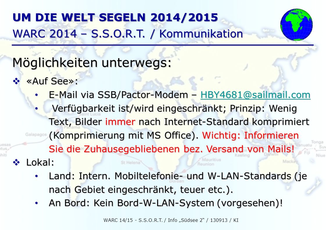 WARC 14/15 - S.S.O.R.T. / Info „Südsee 2 / / KI