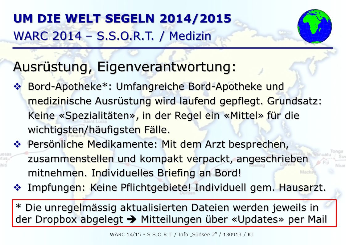 WARC 14/15 - S.S.O.R.T. / Info „Südsee 2 / / KI