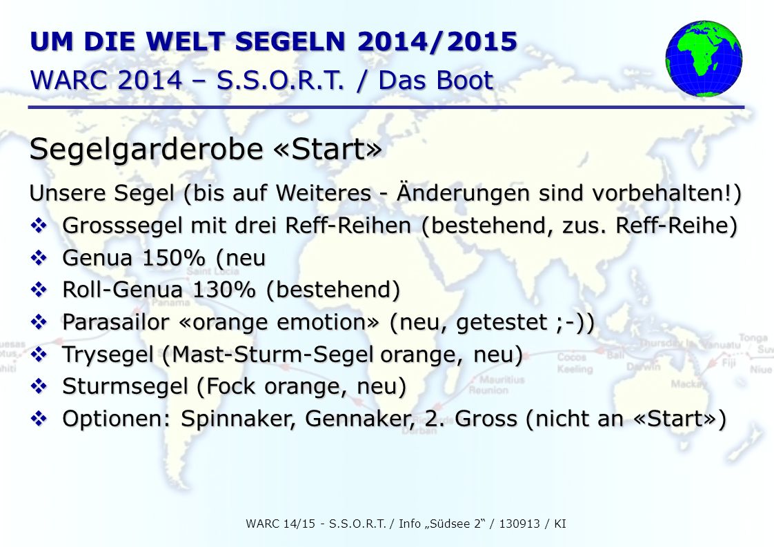 WARC 14/15 - S.S.O.R.T. / Info „Südsee 2 / / KI