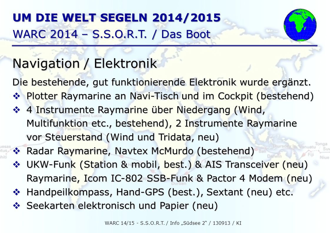 WARC 14/15 - S.S.O.R.T. / Info „Südsee 2 / / KI