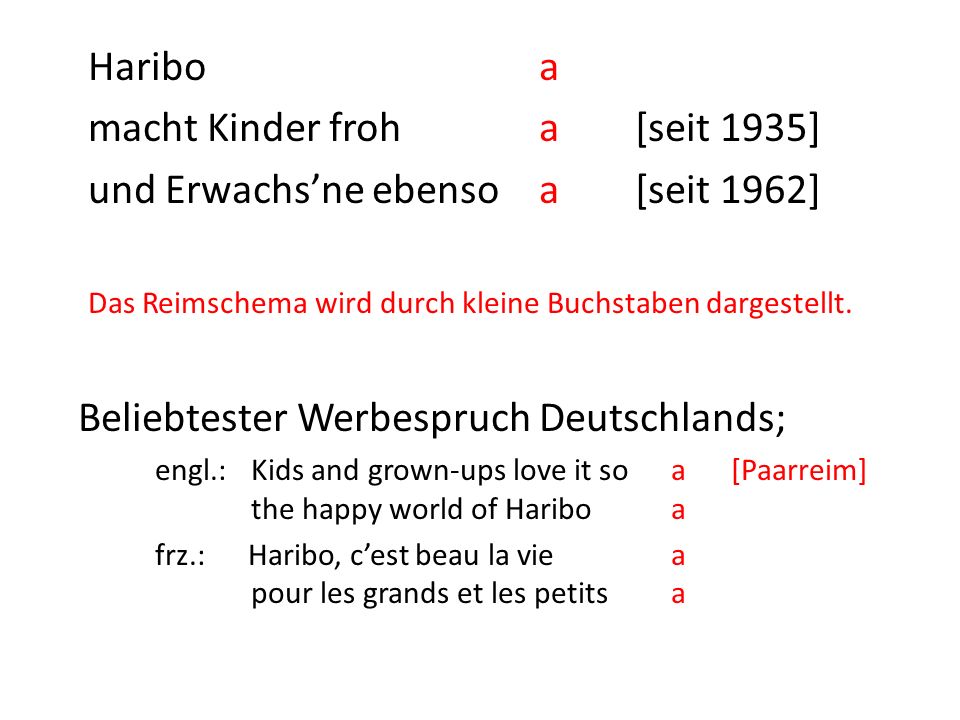 macht Kinder froh a [seit 1935] und Erwachs’ne ebenso a [seit 1962]