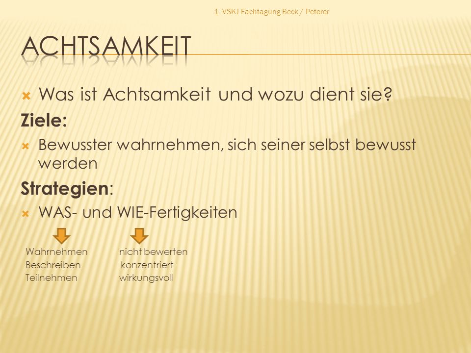 Achtsamkeit Was ist Achtsamkeit und wozu dient sie Ziele: Strategien: