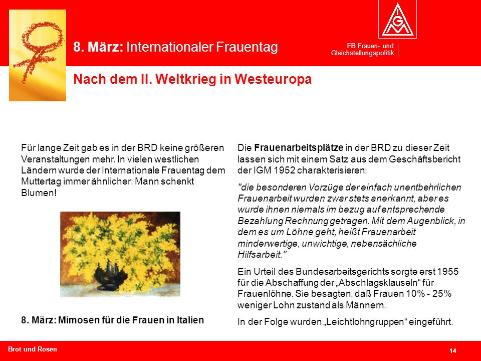 8. März: Internationaler Frauentag
