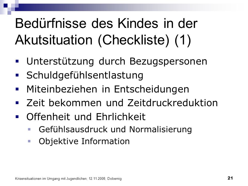 Bedürfnisse des Kindes in der Akutsituation (Checkliste) (1)