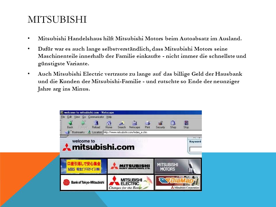 Mitsubishi Mitsubishi Handelshaus hilft Mitsubishi Motors beim Autoabsatz im Ausland.
