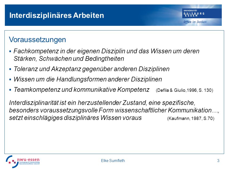 Interdisziplinäres Arbeiten