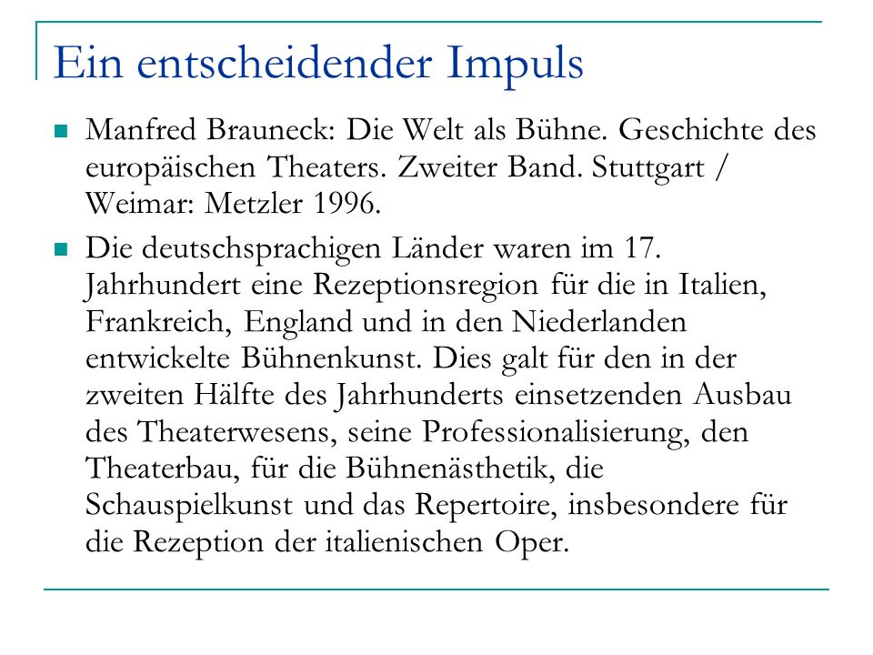 Ein entscheidender Impuls